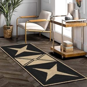 Black Beige Hand Braided Geometric Jute Rugs