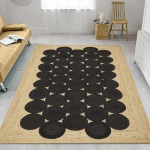 Geometric Black Jute Handmade Rugs