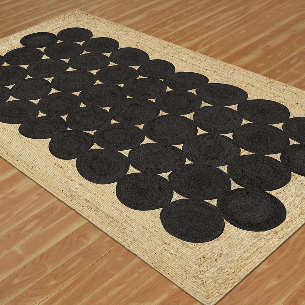 Geometric Black Jute Handmade Rugs - Image 5