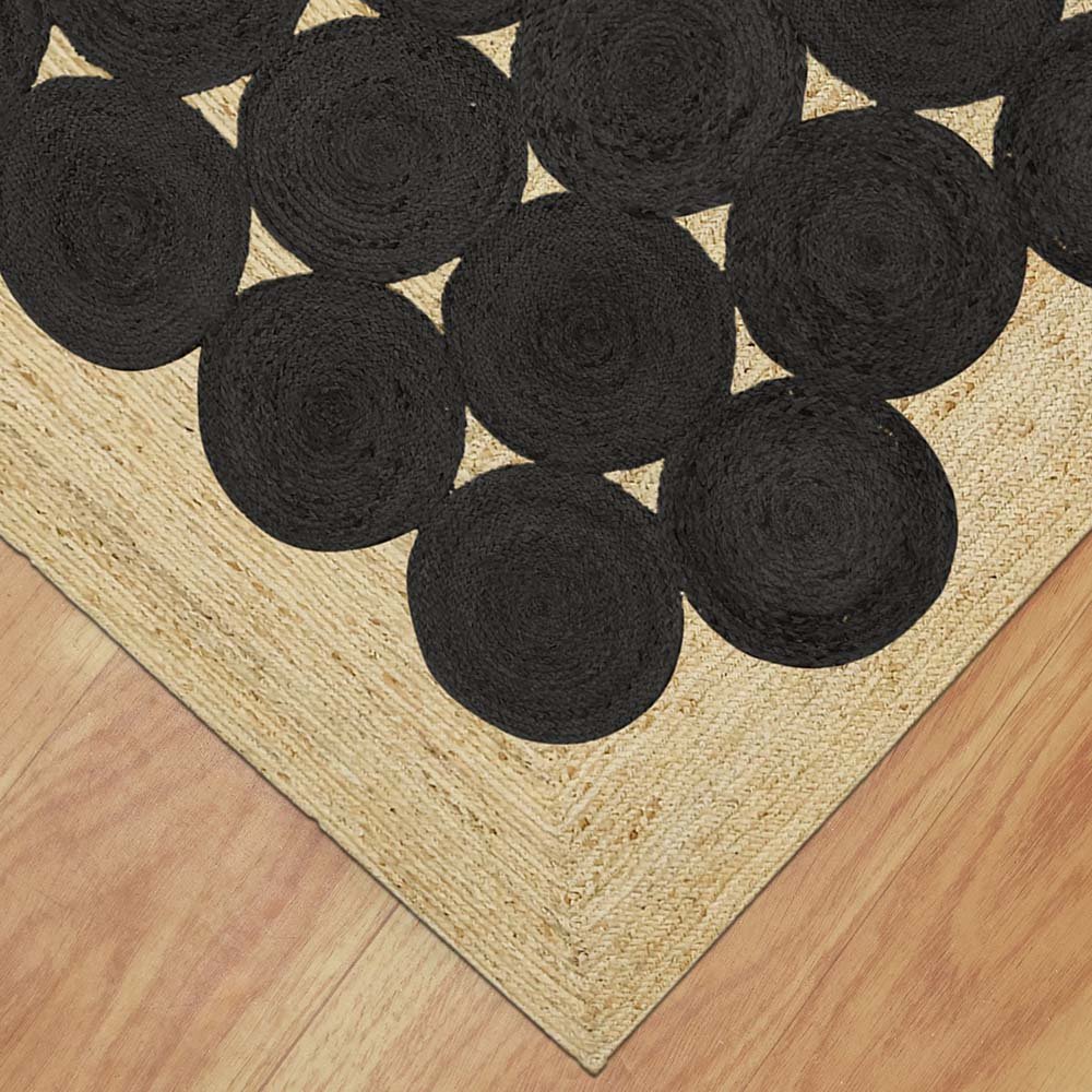 Geometric Black Jute Handmade Rugs - Image 3