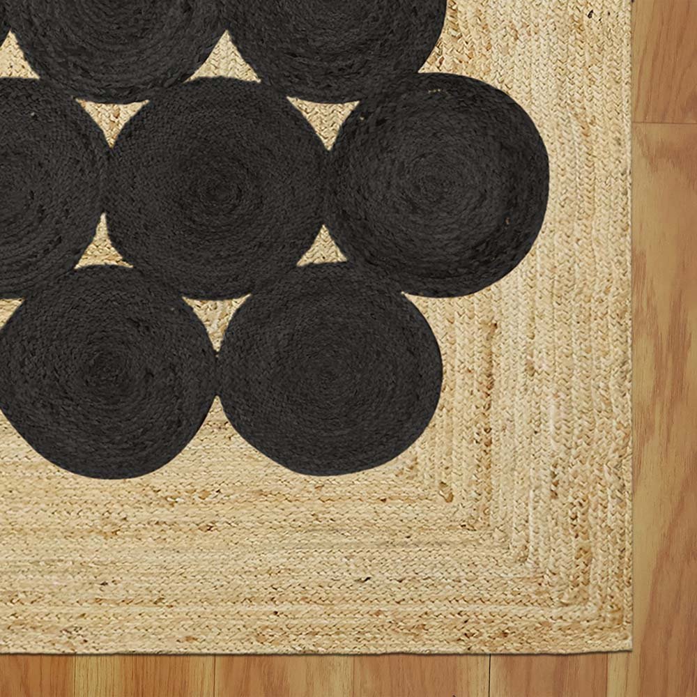 Geometric Black Jute Handmade Rugs - Image 4