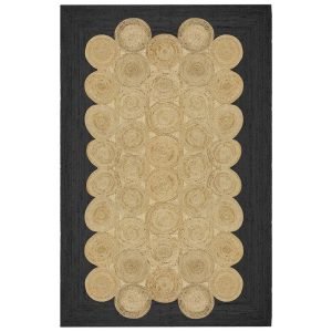 Hand Braided Beige Geometric Jute Area Rug