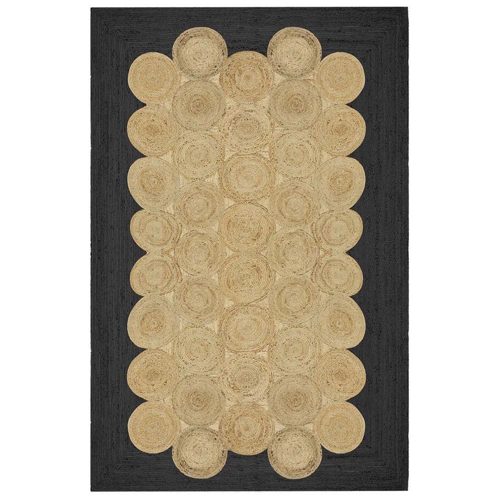 Hand Braided Beige Geometric Jute Area Rug