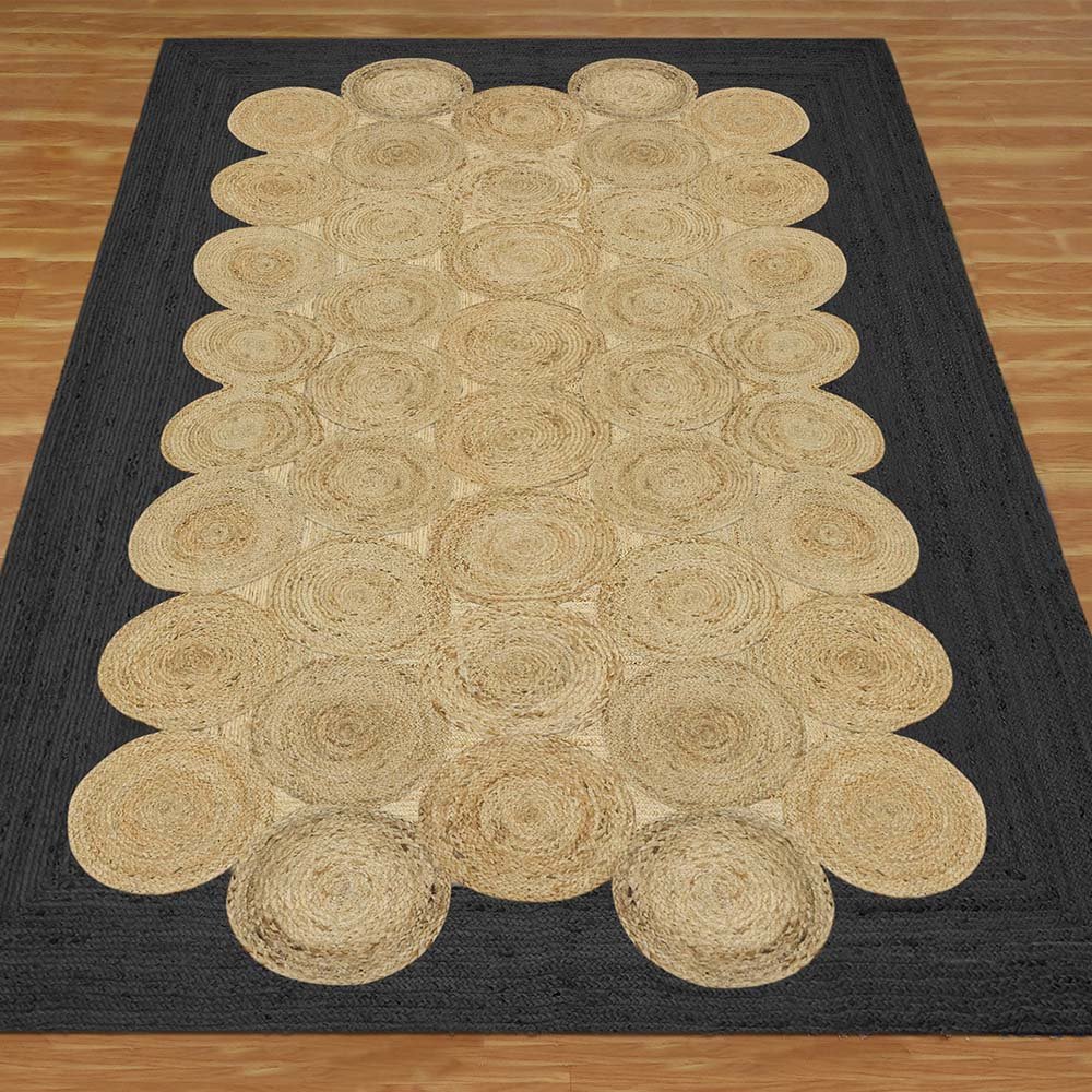 Hand Braided Beige Geometric Jute Area Rug - Image 3