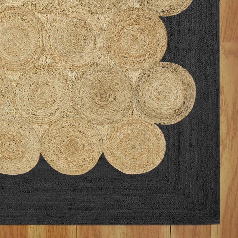 Hand Braided Beige Geometric Jute Area Rug - Image 5