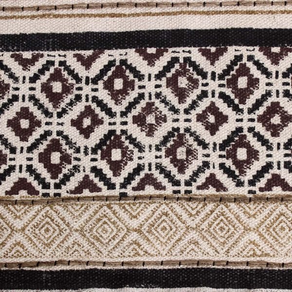 Handmade Cotton Black Block Printed Rug - Image 5