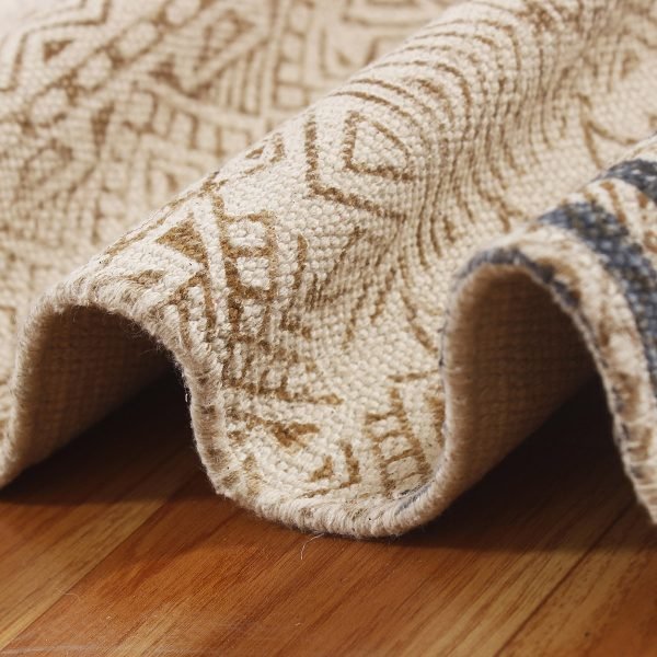 Cotton Gray Handmade Block Printed Area Rug - Image 4