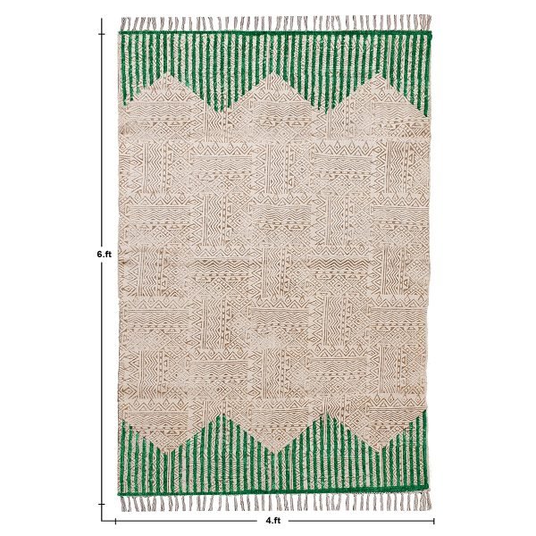 Handmade Cotton Block Printed Area Rug - Image 7