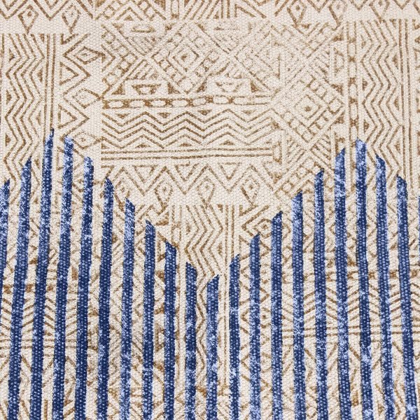 Handmade Geometric Cotton Blue Area Rug - Image 6
