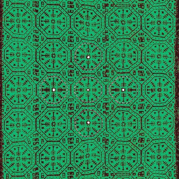 Green Hand Block Printed Cotton Rug - Image 4