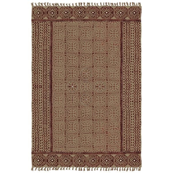 Cotton Geometric Brown Handmade Rug
