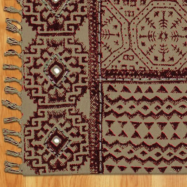 Cotton Geometric Brown Handmade Rug - Image 4