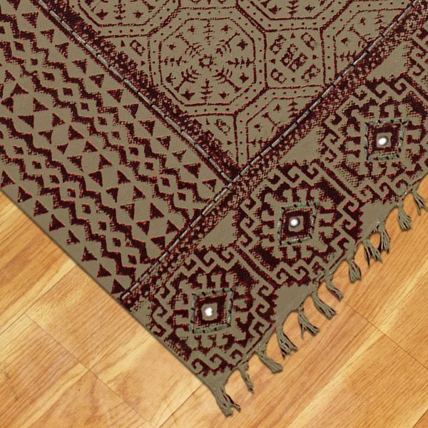 Cotton Geometric Brown Handmade Rug - Image 5