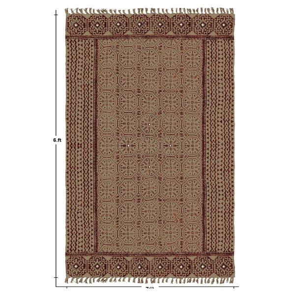 Cotton Geometric Brown Handmade Rug - Image 7