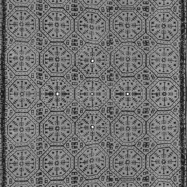 Hand Block Printed Geometric Grey Cotton Rug - Image 5