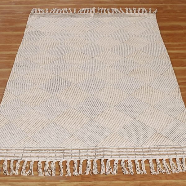 Beige Hand Block Printed Living Area Rug - Image 3