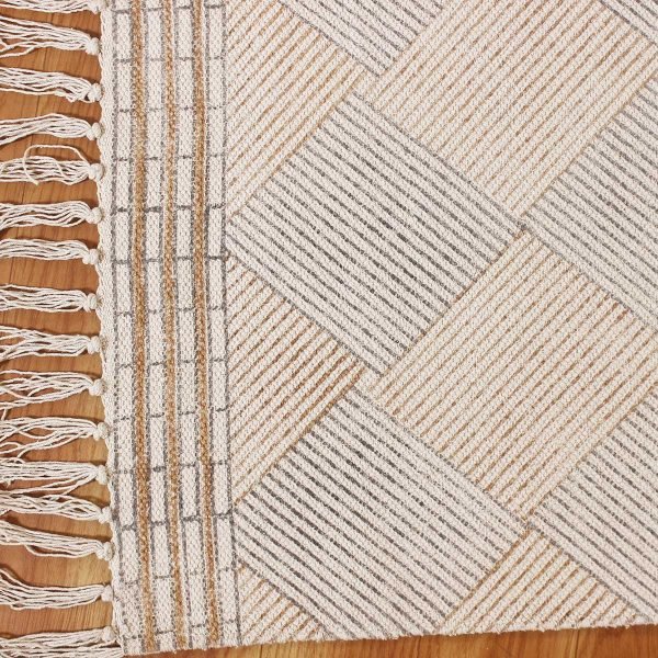 Beige Hand Block Printed Living Area Rug - Image 6