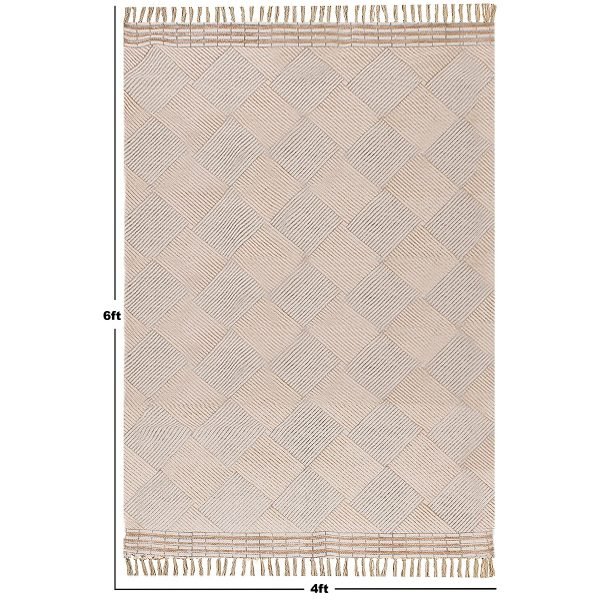 Beige Hand Block Printed Living Area Rug - Image 8