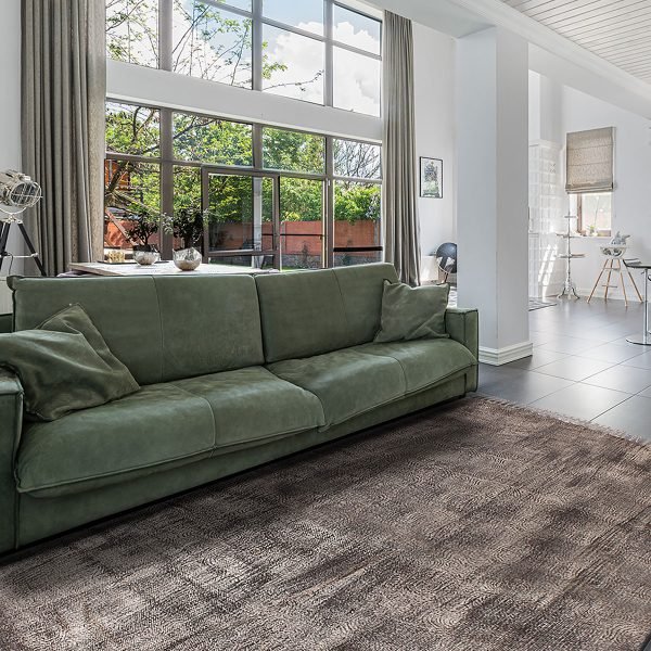 Natural Cotton Grey Block Printed Carpet - Image 2