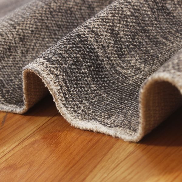 Natural Cotton Grey Block Printed Carpet - Image 4