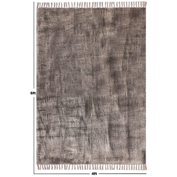 Natural Cotton Grey Block Printed Carpet - Image 8