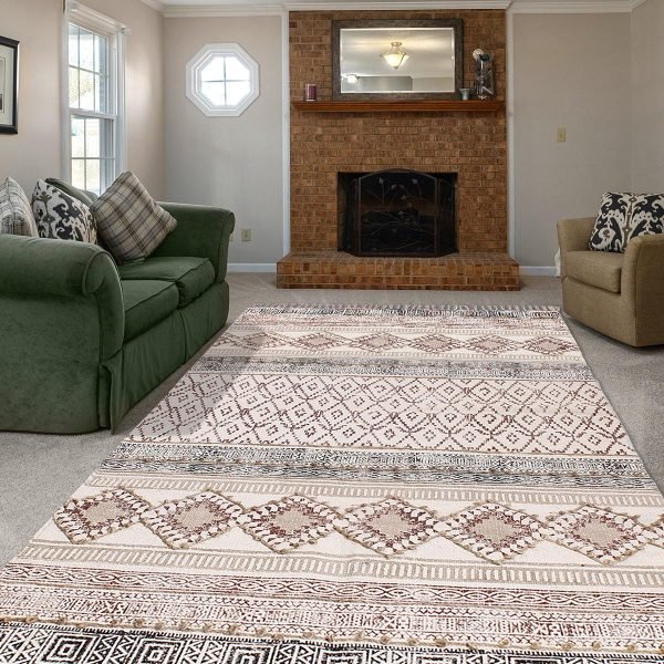 Cotton Handmade Geometric Dining Area Rug - Image 2