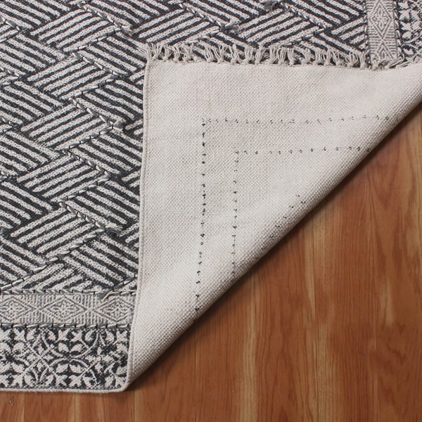 Hand Block Printed Cotton Living Room Rug - Image 5