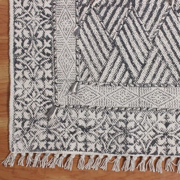 Hand Block Printed Cotton Living Room Rug - Image 6