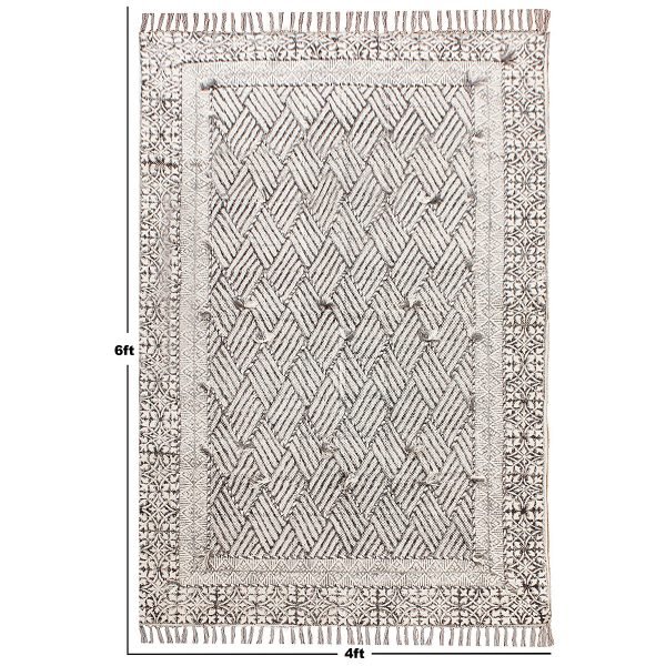 Hand Block Printed Cotton Living Room Rug - Image 8