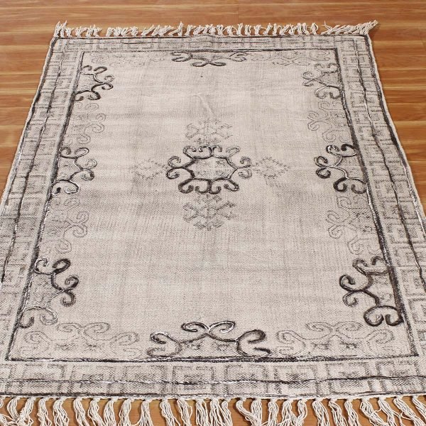 Handmade Beige Home Decor Area Cotton Rug - Image 3