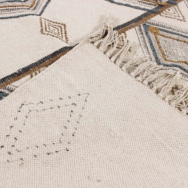 Geometric Cotton Hand Block Printed Area Rug - Image 6