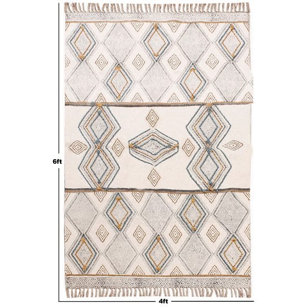 Geometric Cotton Hand Block Printed Area Rug - Image 8