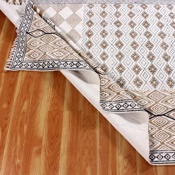 Handmade Cotton Rug Block Printed Area Rug - Image 4