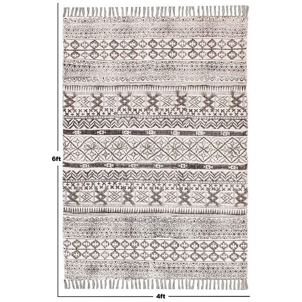 Handmade Cotton Gray Geometric Home Decor Carpet - Image 8