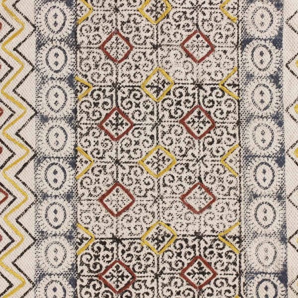 Beige Cotton Handmade Block Printed Area Rug - Image 7