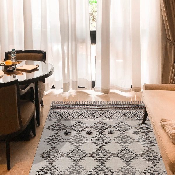 Handmade Geometric Cotton Living Room Rug - Image 2