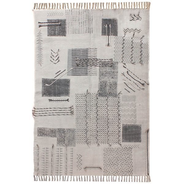 Indian Handmade Grey Cotton Rug Floor Carpet
