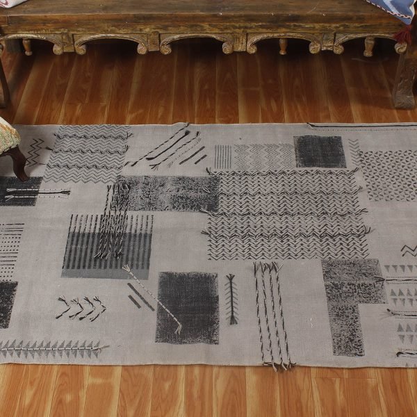 Indian Handmade Grey Cotton Rug Floor Carpet - Image 3