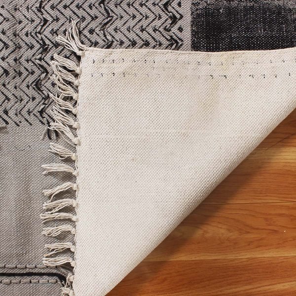 Indian Handmade Grey Cotton Rug Floor Carpet - Image 4