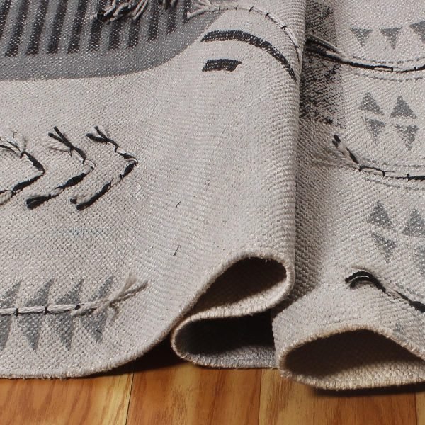 Indian Handmade Grey Cotton Rug Floor Carpet - Image 5