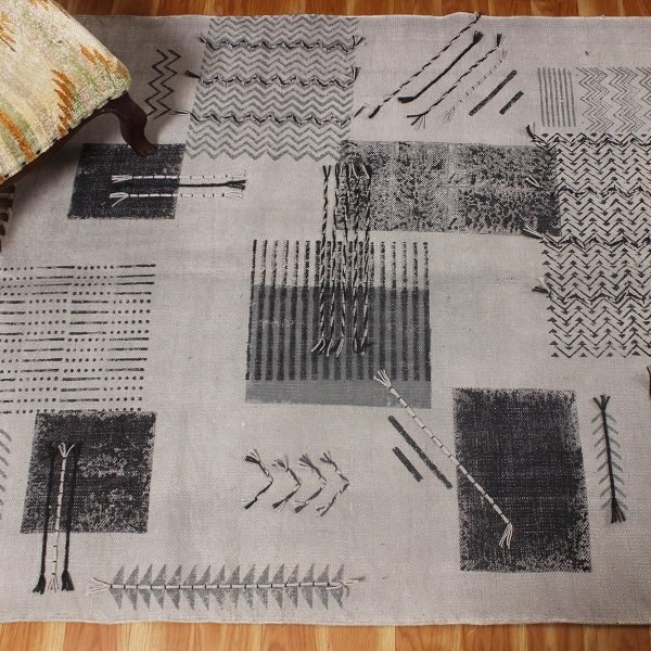 Indian Handmade Grey Cotton Rug Floor Carpet - Image 6