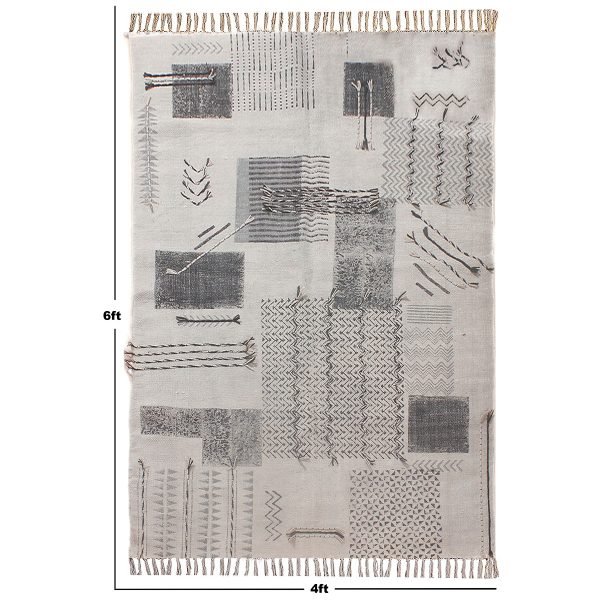 Indian Handmade Grey Cotton Rug Floor Carpet - Image 8