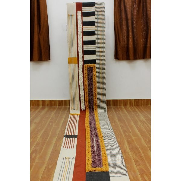 Geometric Brown Cotton Outdoor Yoga Mat Rug - Image 3