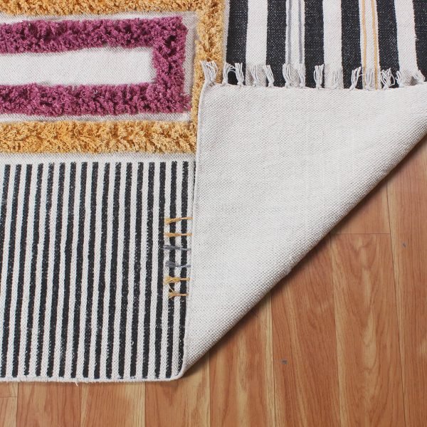 Geometric Brown Cotton Outdoor Yoga Mat Rug - Image 4