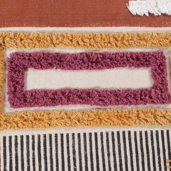 Geometric Brown Cotton Outdoor Yoga Mat Rug - Image 7