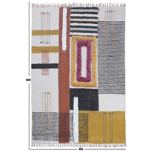 Geometric Brown Cotton Outdoor Yoga Mat Rug - Image 8