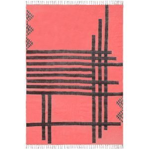Handmade Cotton Block Printed Red Area Rug