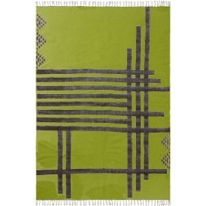 Green Cotton Handmade Geometric Floor Carpet