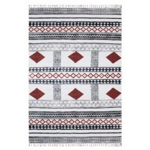 Hand Block Printed Natural Cotton Garden Rug