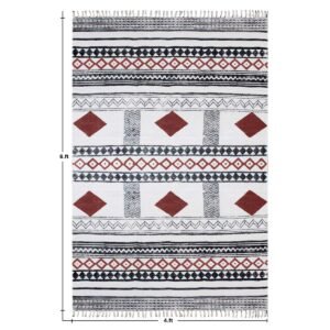 Hand Block Printed Natural Cotton Garden Rug